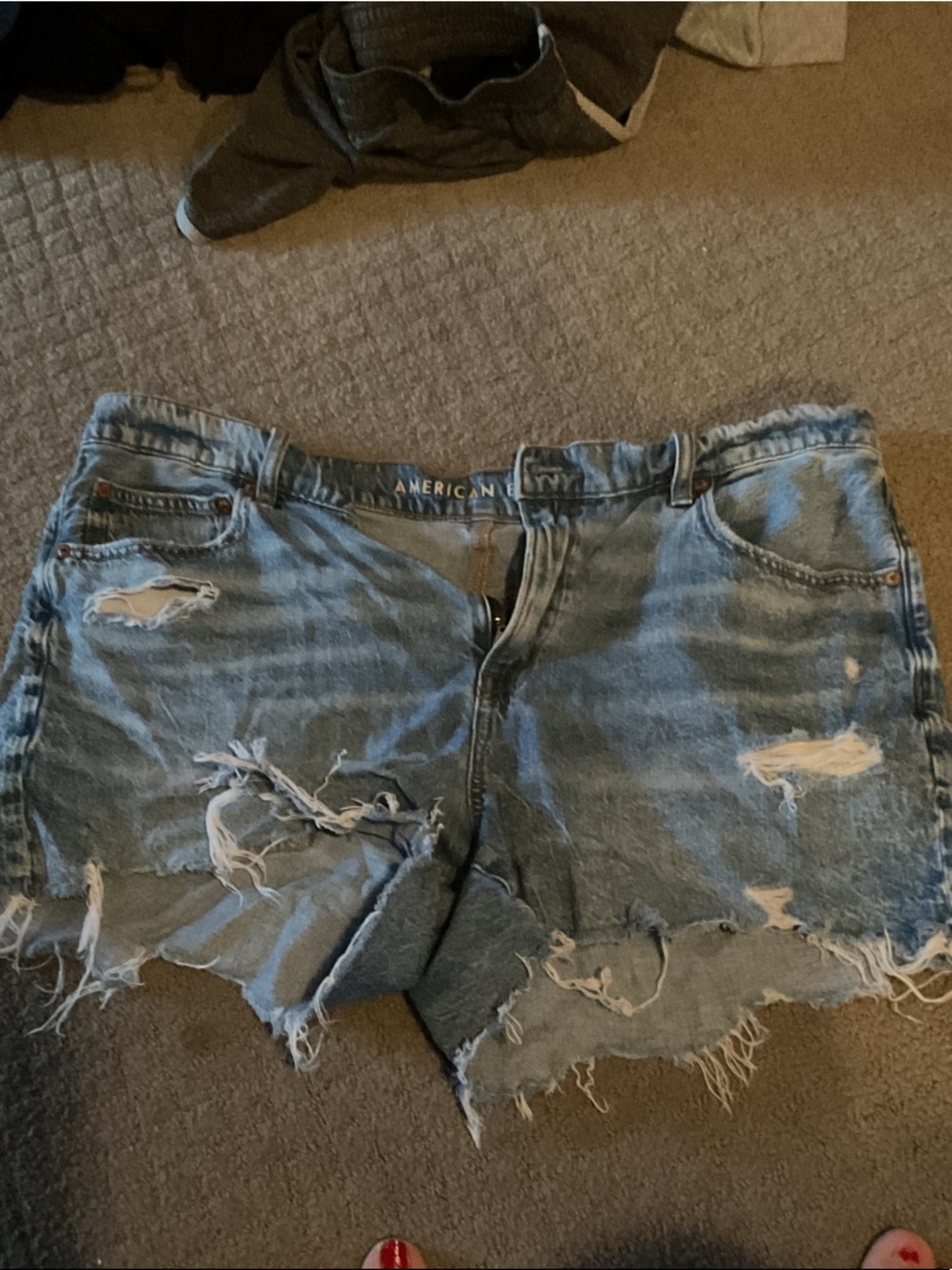 American Eagle Outfitters Distressed Light Blue Denim Cutoff Shorts
